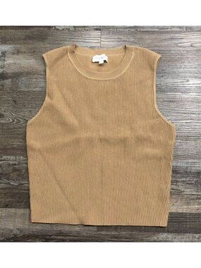 Promise The Label Womens Large Brown Sleeveless Ribbed Shirt